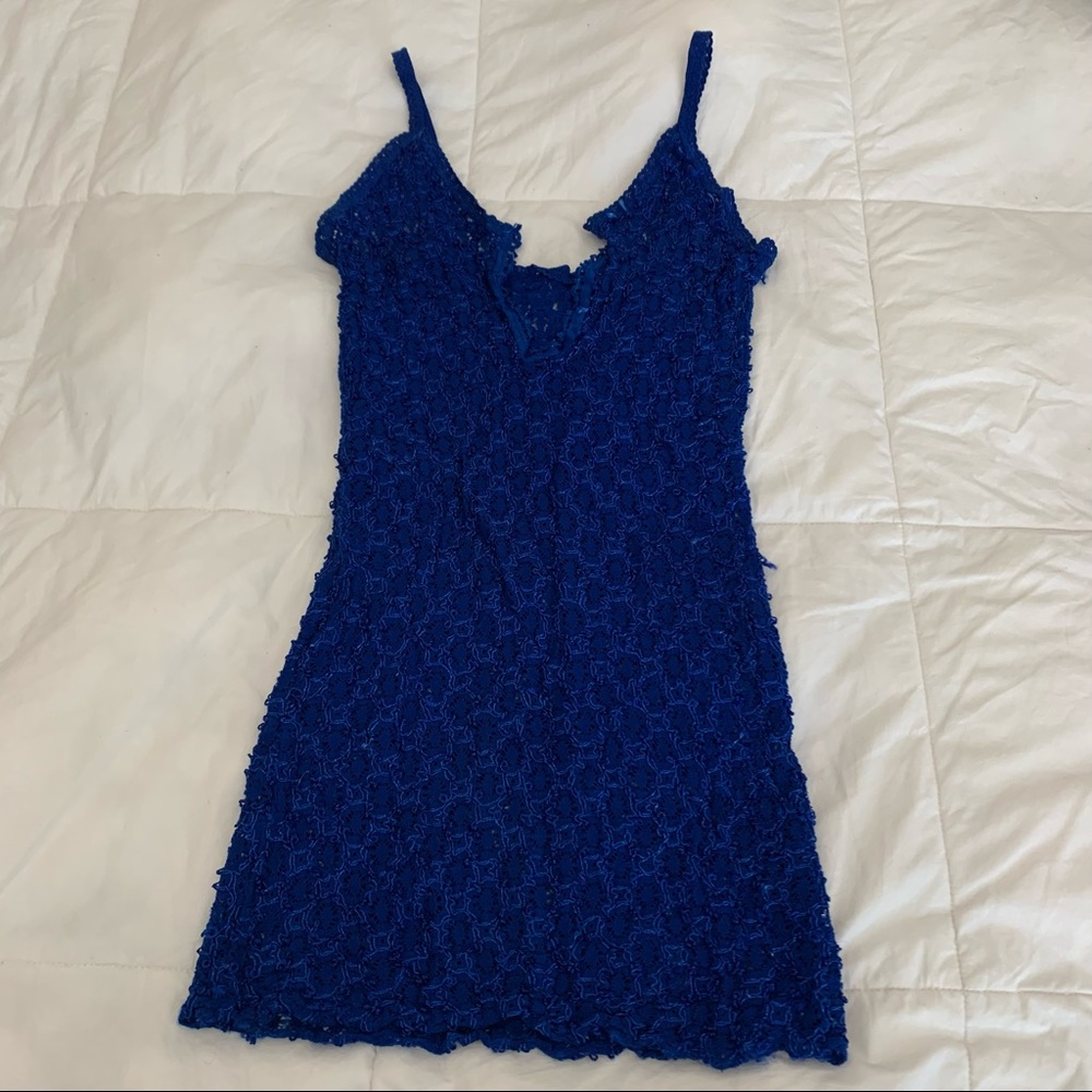 Sexy Royal Blue Lacey Mini Dress XS